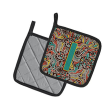 Load image into Gallery viewer, Letter I Retro Tribal Alphabet Initial Pot Holders - Set of 2 - Heat-Resistant Kitchen Essentials CJ2013-IPTHD