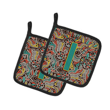 Load image into Gallery viewer, Letter I Retro Tribal Alphabet Initial Pot Holders - Set of 2 - Heat-Resistant Kitchen Essentials CJ2013-IPTHD