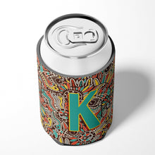 Load image into Gallery viewer, Letter K Retro Tribal Alphabet Initial Can or Bottle Hugger CJ2013-KCC