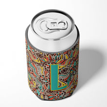 Load image into Gallery viewer, Letter L Retro Tribal Alphabet Initial Can or Bottle Hugger CJ2013-LCC
