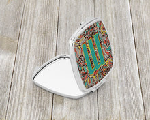 Load image into Gallery viewer, Letter M Retro Tribal Alphabet Initial Compact Mirror – Stylish Purse Mirror with Artistic Covers CJ2013-MSCM
