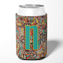 Load image into Gallery viewer, Letter N Retro Tribal Alphabet Initial Can or Bottle Hugger CJ2013-NCC