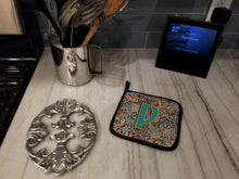 Load image into Gallery viewer, Letter P Retro Tribal Alphabet Initial Pot Holders - Set of 2 - Heat-Resistant Kitchen Essentials CJ2013-PPTHD