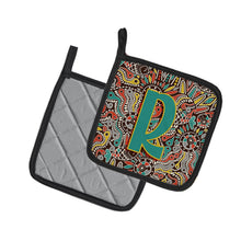 Load image into Gallery viewer, Letter R Retro Tribal Alphabet Initial Pot Holders - Set of 2 - Heat-Resistant Kitchen Essentials CJ2013-RPTHD