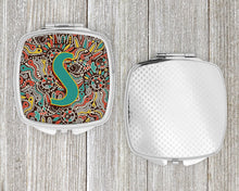 Load image into Gallery viewer, Letter S Retro Tribal Alphabet Initial Compact Mirror – Stylish Purse Mirror with Artistic Covers CJ2013-SSCM