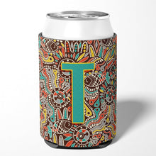 Load image into Gallery viewer, Letter T Retro Tribal Alphabet Initial Can or Bottle Hugger CJ2013-TCC