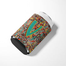 Load image into Gallery viewer, Letter V Retro Tribal Alphabet Initial Can or Bottle Hugger CJ2013-VCC