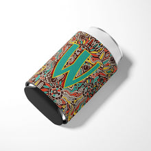Load image into Gallery viewer, Letter W Retro Tribal Alphabet Initial Can or Bottle Hugger CJ2013-WCC