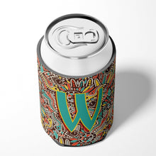 Load image into Gallery viewer, Letter W Retro Tribal Alphabet Initial Can or Bottle Hugger CJ2013-WCC