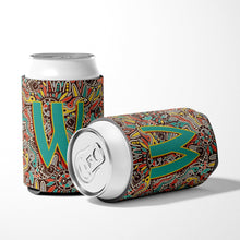 Load image into Gallery viewer, Letter W Retro Tribal Alphabet Initial Can or Bottle Hugger CJ2013-WCC
