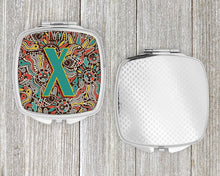 Load image into Gallery viewer, Letter X Retro Tribal Alphabet Initial Compact Mirror – Stylish Purse Mirror with Artistic Covers CJ2013-XSCM