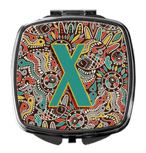 Load image into Gallery viewer, Letter X Retro Tribal Alphabet Initial Compact Mirror – Stylish Purse Mirror with Artistic Covers CJ2013-XSCM