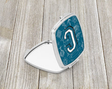 Load image into Gallery viewer, Letter C Sea Doodles Initial Alphabet Compact Mirror – Stylish Purse Mirror with Artistic Covers CJ2014-CSCM