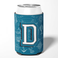 Load image into Gallery viewer, Letter D Sea Doodles Initial Alphabet Can or Bottle Hugger CJ2014-DCC
