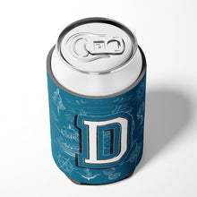 Load image into Gallery viewer, Letter D Sea Doodles Initial Alphabet Can or Bottle Hugger CJ2014-DCC