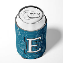 Load image into Gallery viewer, Letter E Sea Doodles Initial Alphabet Can or Bottle Hugger CJ2014-ECC