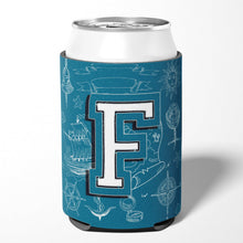 Load image into Gallery viewer, Letter F Sea Doodles Initial Alphabet Can or Bottle Hugger CJ2014-FCC