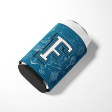 Load image into Gallery viewer, Letter F Sea Doodles Initial Alphabet Can or Bottle Hugger CJ2014-FCC