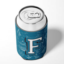 Load image into Gallery viewer, Letter F Sea Doodles Initial Alphabet Can or Bottle Hugger CJ2014-FCC