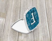 Load image into Gallery viewer, Letter F Sea Doodles Initial Alphabet Compact Mirror – Stylish Purse Mirror with Artistic Covers CJ2014-FSCM