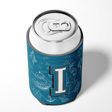 Load image into Gallery viewer, Letter I Sea Doodles Initial Alphabet Can or Bottle Hugger CJ2014-ICC