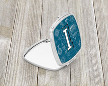 Load image into Gallery viewer, Letter I Sea Doodles Initial Alphabet Compact Mirror – Stylish Purse Mirror with Artistic Covers CJ2014-ISCM