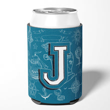 Load image into Gallery viewer, Letter J Sea Doodles Initial Alphabet Can or Bottle Hugger CJ2014-JCC