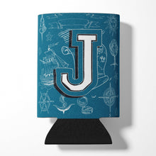 Load image into Gallery viewer, Letter J Sea Doodles Initial Alphabet Can or Bottle Hugger CJ2014-JCC