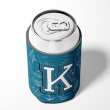 Load image into Gallery viewer, Letter K Sea Doodles Initial Alphabet Can or Bottle Hugger CJ2014-KCC