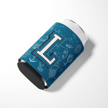 Load image into Gallery viewer, Letter L Sea Doodles Initial Alphabet Can or Bottle Hugger CJ2014-LCC