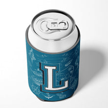 Load image into Gallery viewer, Letter L Sea Doodles Initial Alphabet Can or Bottle Hugger CJ2014-LCC