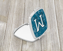 Load image into Gallery viewer, Letter M Sea Doodles Initial Alphabet Compact Mirror – Stylish Purse Mirror with Artistic Covers CJ2014-MSCM