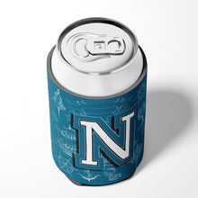 Load image into Gallery viewer, Letter N Sea Doodles Initial Alphabet Can or Bottle Hugger CJ2014-NCC