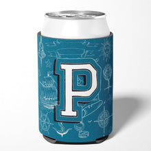 Load image into Gallery viewer, Letter P Sea Doodles Initial Alphabet Can or Bottle Hugger CJ2014-PCC