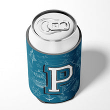 Load image into Gallery viewer, Letter P Sea Doodles Initial Alphabet Can or Bottle Hugger CJ2014-PCC