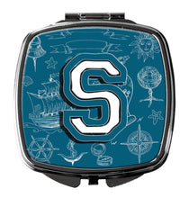 Load image into Gallery viewer, Letter S Sea Doodles Initial Alphabet Compact Mirror – Stylish Purse Mirror with Artistic Covers CJ2014-SSCM