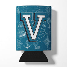 Load image into Gallery viewer, Letter V Sea Doodles Initial Alphabet Can or Bottle Hugger CJ2014-VCC