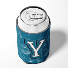 Load image into Gallery viewer, Letter Y Sea Doodles Initial Alphabet Can or Bottle Hugger CJ2014-YCC