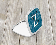 Load image into Gallery viewer, Letter Z Sea Doodles Initial Alphabet Compact Mirror – Stylish Purse Mirror with Artistic Covers CJ2014-ZSCM