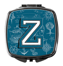 Load image into Gallery viewer, Letter Z Sea Doodles Initial Alphabet Compact Mirror – Stylish Purse Mirror with Artistic Covers CJ2014-ZSCM
