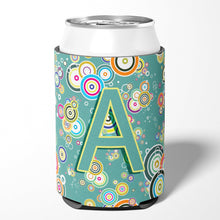 Load image into Gallery viewer, Letter A Circle Circle Teal Initial Alphabet Can or Bottle Hugger CJ2015-ACC