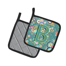 Load image into Gallery viewer, Letter B Circle Circle Teal Initial Alphabet Pot Holders - Set of 2 - Heat-Resistant Kitchen Essentials CJ2015-BPTHD