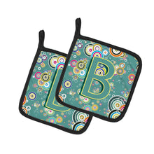 Load image into Gallery viewer, Letter B Circle Circle Teal Initial Alphabet Pot Holders - Set of 2 - Heat-Resistant Kitchen Essentials CJ2015-BPTHD