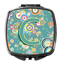 Load image into Gallery viewer, Letter C Circle Circle Teal Initial Alphabet Compact Mirror – Stylish Purse Mirror with Artistic Covers CJ2015-CSCM