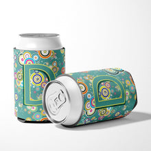 Load image into Gallery viewer, Letter D Circle Circle Teal Initial Alphabet Can or Bottle Hugger CJ2015-DCC