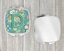 Load image into Gallery viewer, Letter D Circle Circle Teal Initial Alphabet Compact Mirror – Stylish Purse Mirror with Artistic Covers CJ2015-DSCM