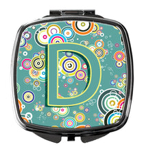 Load image into Gallery viewer, Letter D Circle Circle Teal Initial Alphabet Compact Mirror – Stylish Purse Mirror with Artistic Covers CJ2015-DSCM