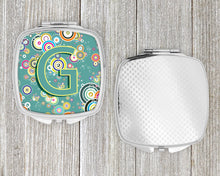 Load image into Gallery viewer, Letter G Circle Circle Teal Initial Alphabet Compact Mirror – Stylish Purse Mirror with Artistic Covers CJ2015-GSCM