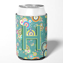 Load image into Gallery viewer, Letter H Circle Circle Teal Initial Alphabet Can or Bottle Hugger CJ2015-HCC