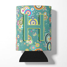 Load image into Gallery viewer, Letter H Circle Circle Teal Initial Alphabet Can or Bottle Hugger CJ2015-HCC